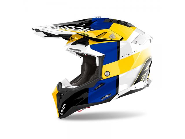 Casco Airoh Aviator 3 Monarch Blu Giallo