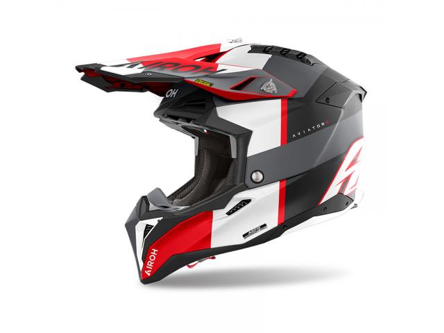 Casco Airoh Aviator 3 Monarch Grigio Rosso Opaco